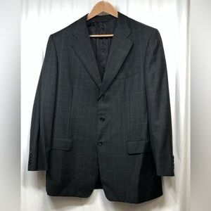 Hickey Freeman Nordstrom Black Windowpane Tasmanian Wool Blazer Jacket 42R